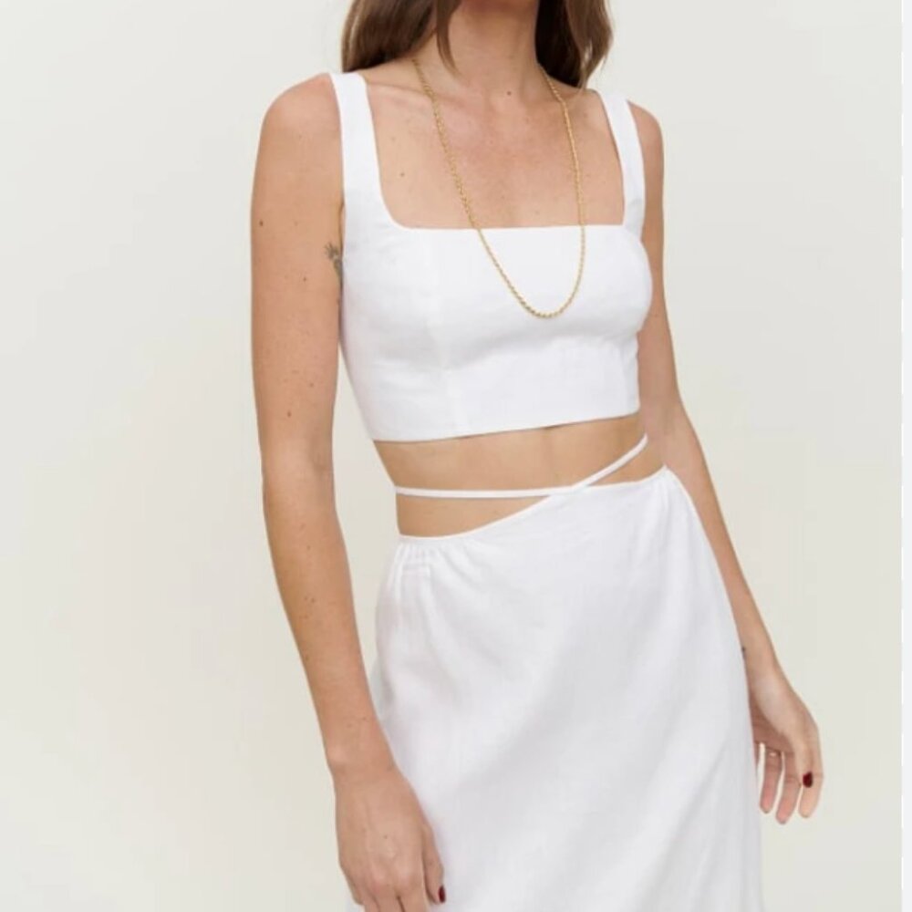 REFORMATION Pepper Linen Two Piece Set (WHITE)